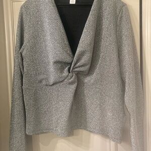 H&M Glittery Silvertop with knot detail, Size XL